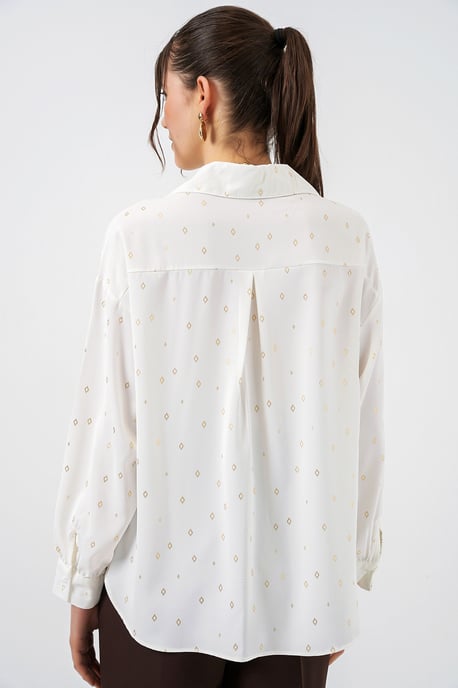 Oversized Long Sleeve Printed Shirt with Pocket - Image 5