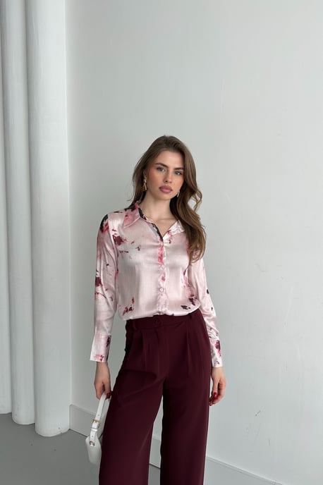 Abstract Print Satijnen Knop-Up Shirt - Image 3
