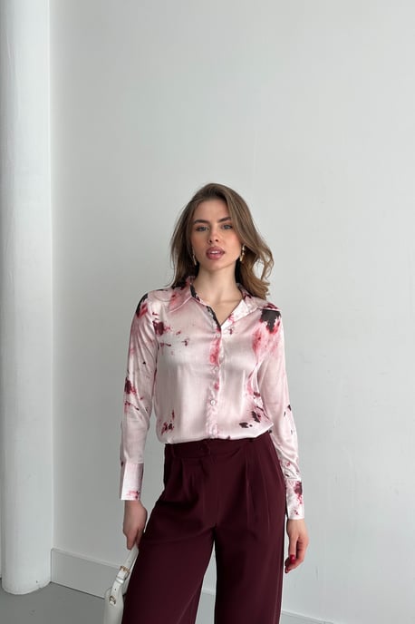 Abstract Print Satijnen Knop-Up Shirt - Image 5