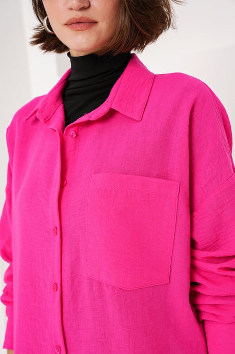 Linnen Gemixt Shirt met Knopen Sluiting - Image 5