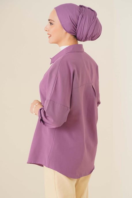 Relaxed Fit Poplin Shirt with Button Closure - Image 3