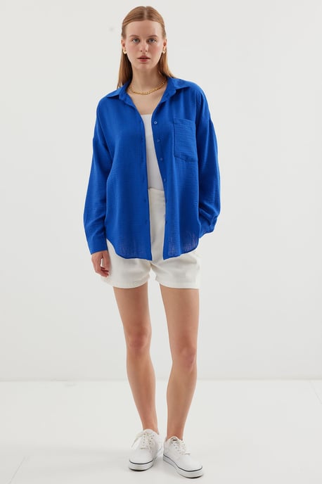 Linen Blended Shirt with Button Closure - Image 2