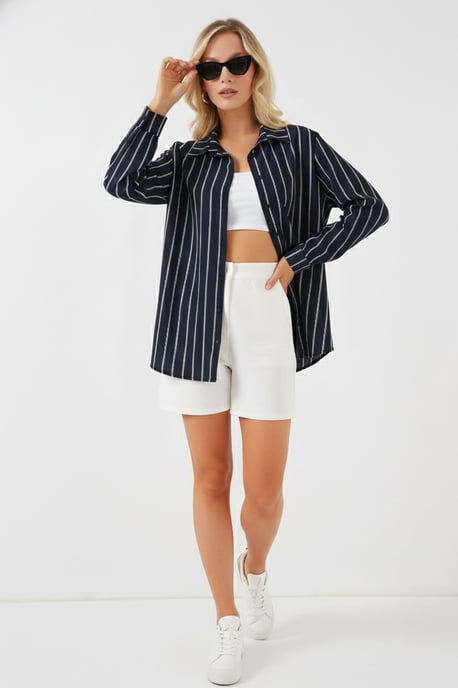 Gestreepte Oversized Blouse met Knopsluiting - Image 2