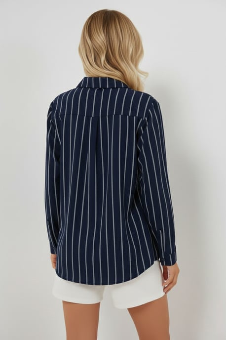 Gestreepte Oversized Blouse met Knopsluiting - Image 4