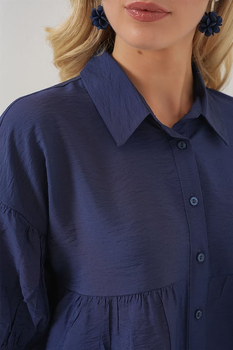Losse Cropped Overhemd met Kraag - Image 5