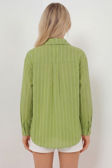 Gestreepte Oversized Blouse met Knopsluiting - Image 3