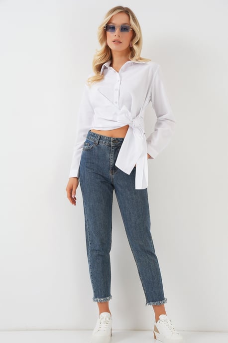 Crop T-shirt med rosettdetalj - Image 2