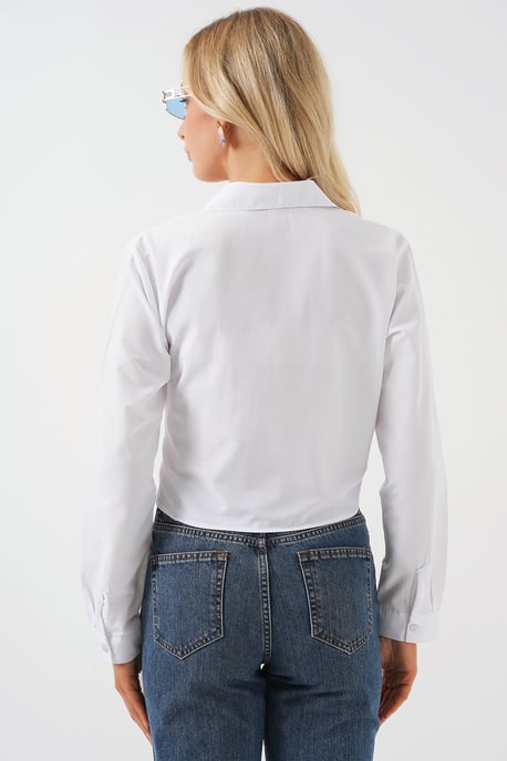 Crop T-shirt med rosettdetalj - Image 6