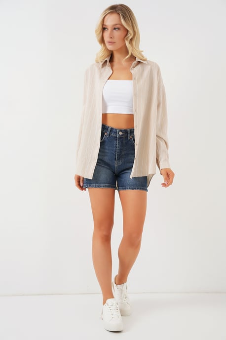 Gestreepte Oversized Blouse met Knopsluiting - Image 2