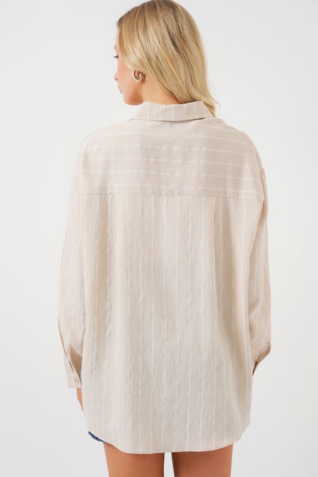 Gestreepte Oversized Blouse met Knopsluiting - Image 6