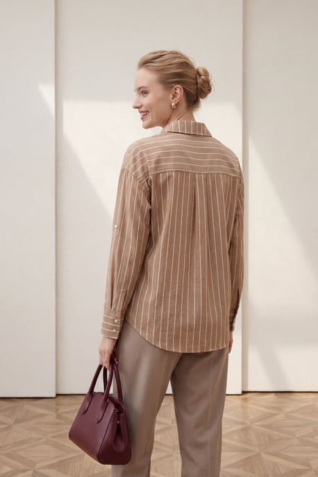 Striped Button-Up Poplin Shirt - Image 4