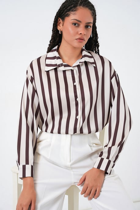 Satijnen Lange Mouwen Knop-Up Shirt - Image 3