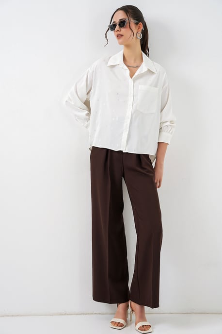 Oversized Long Sleeve Printed Shirt with Pocket - Image 2