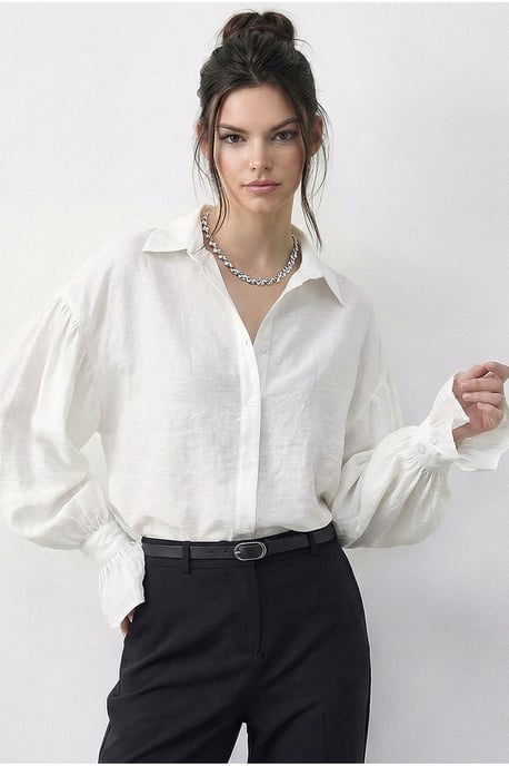 Oversized Franje Knopen Blouse - Image 3