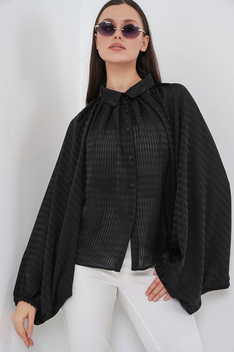 Oversized randig skjorta med knappar - Image 3