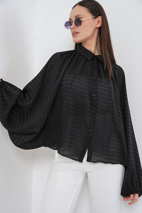 Oversized randig skjorta med knappar - Image 4
