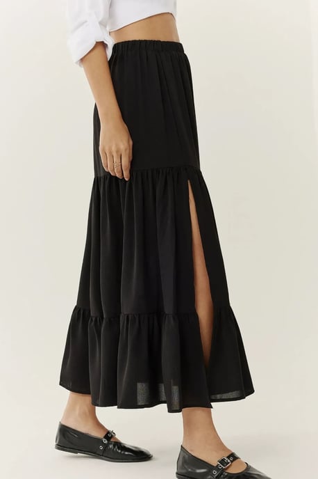 High Waist Maxi Skirt with Slit - Image 3