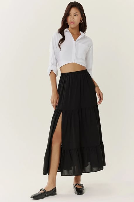 High Waist Maxi Skirt with Slit - Image 6