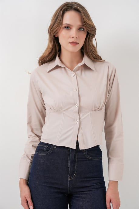 Fitted Poplin Knapp-up Kort Skjorta - Image 2