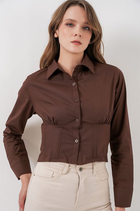 Fitted Poplin Button-Up Short Shirt - Image 1