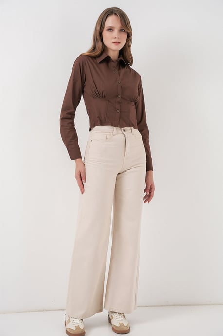 Fitted Poplin Button-Up Short Shirt - Image 2