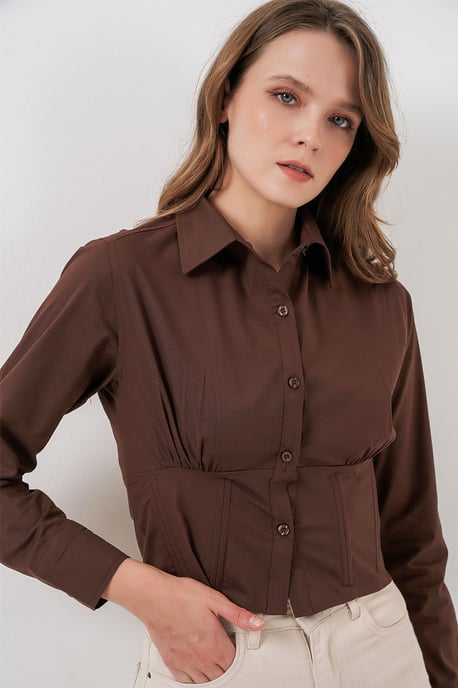 Fitted Poplin Button-Up Short Shirt - Image 3