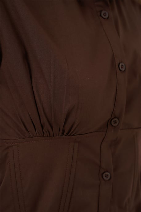 Fitted Poplin Button-Up Short Shirt - Image 5
