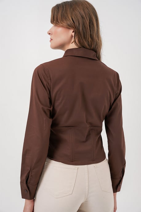 Fitted Poplin Button-Up Short Shirt - Image 6
