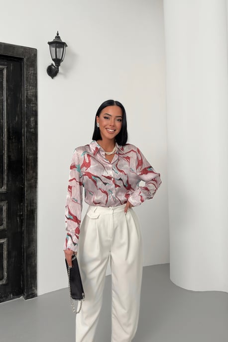 Abstract Print Button-Up Shirt - Image 2