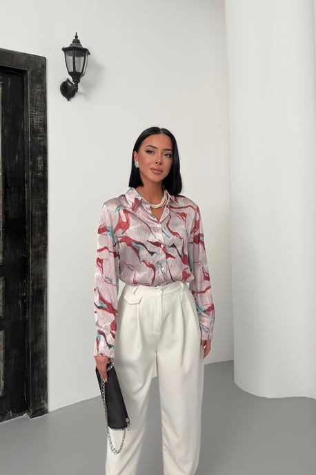 Abstract Print Button-Up Shirt - Image 3