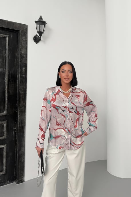 Abstract Print Button-Up Shirt - Image 5