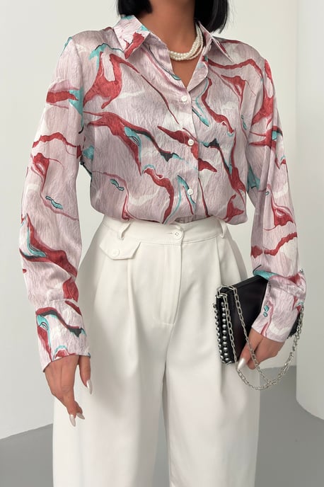 Abstract Print Button-Up Shirt - Image 6
