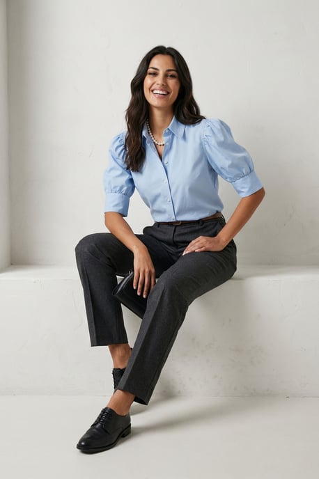 Ge_knopte poplin shirt met shirtkraag - Image 5