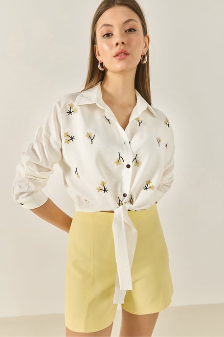 Embroidered Poplin Shirt with Button Closure - Image 3