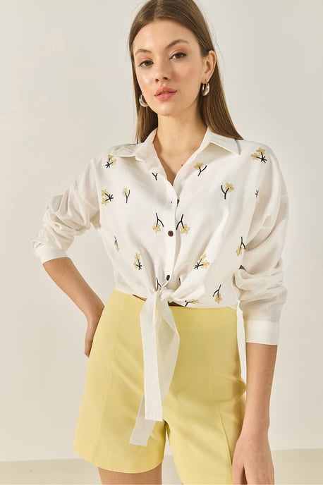 Embroidered Poplin Shirt with Button Closure - Image 4