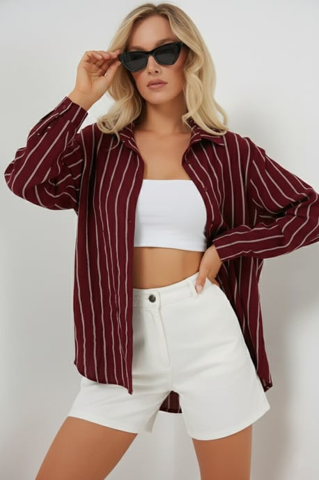 Gestreepte Oversized Blouse met Knopsluiting - Image 2