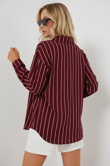 Gestreepte Oversized Blouse met Knopsluiting - Image 3