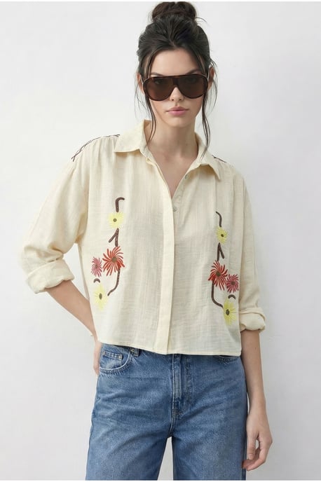Geborduurd Crop Shirt met Knopfsluiting - Image 2