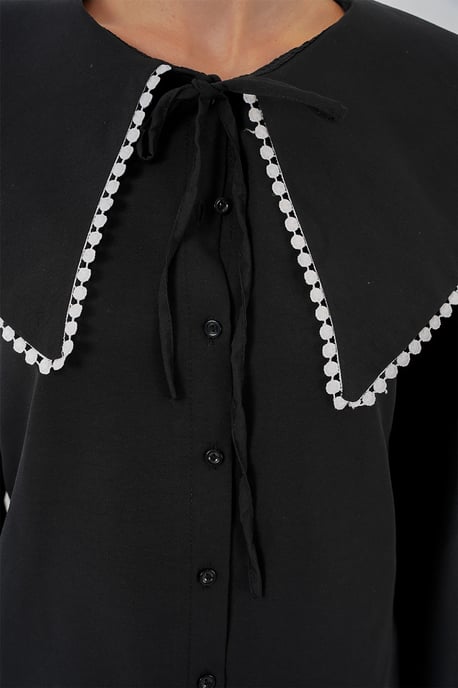 Popeline Babykraag Shirt met Strik - Image 5