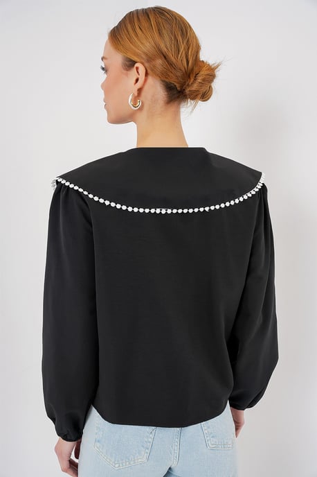 Popeline Babykraag Shirt met Strik - Image 6