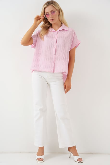 Gestreepte Crop Top met Knoopsluiting - Image 2