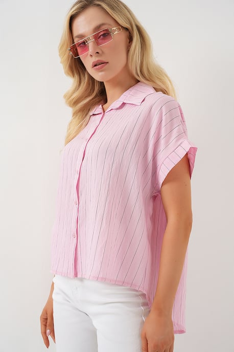 Gestreepte Crop Top met Knoopsluiting - Image 3