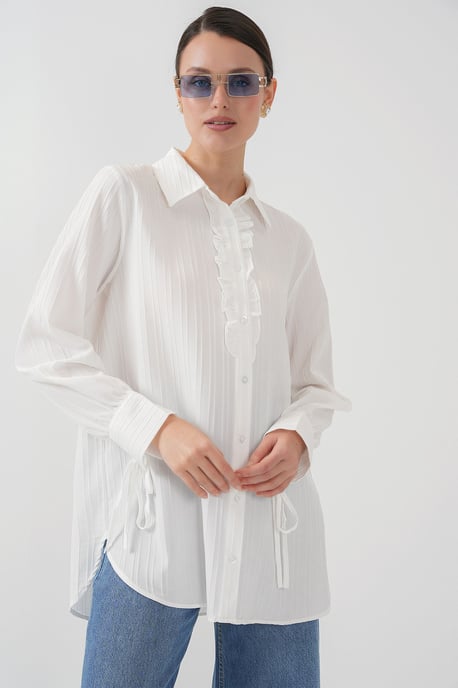 Ruffle Detailed Textured Shirt - Image 1