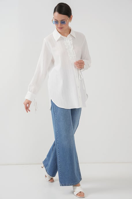 Ruffle Detailed Textured Shirt - Image 2