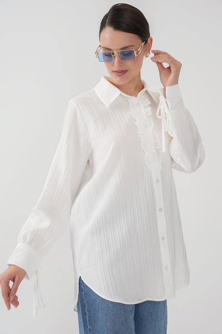 Ruffle Detailed Textured Shirt - Image 3