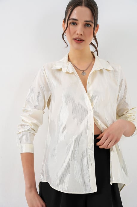 Oversized Striped Button-Up Shirt - Image 3