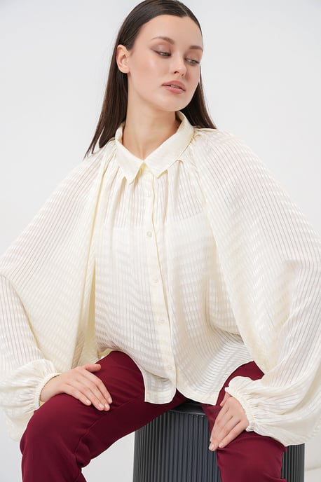 Oversized randig skjorta med knappar - Image 2