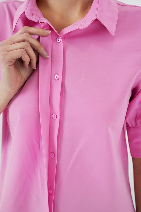 Poplin Button-Up Shirt with Shirt Collar - Image 4