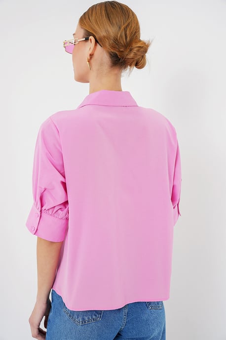 Poplin Button-Up Shirt with Shirt Collar - Image 5