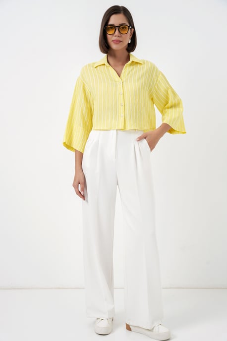 Oversized Gestreepte Cropped Shirt met Knoopsluiting - Image 2